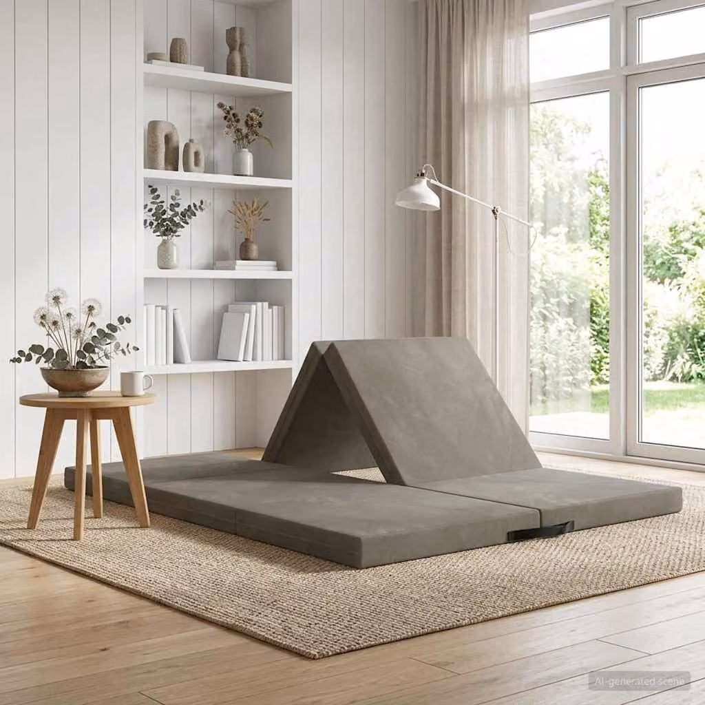 vidaXL Divano Letto Pieghevole Moderno Grigio L: 140 cm, P: 67 cm, H: 15 cm