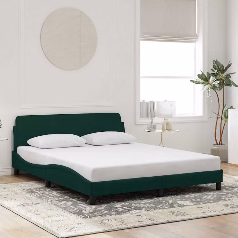 Giroletto vidaXL Dover in Velluto Verde con Struttura in Legno e Metallo L/P: 160 x 200 cm