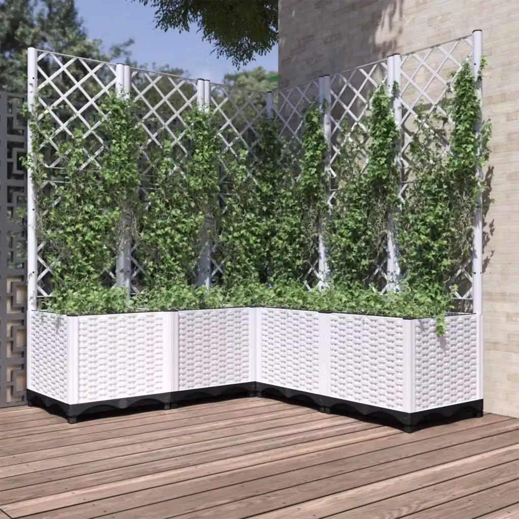 Fioriera con graticcio bianco per piante rampicanti in plastica L 120 cm x P 40 cm x H 136 cm – 2