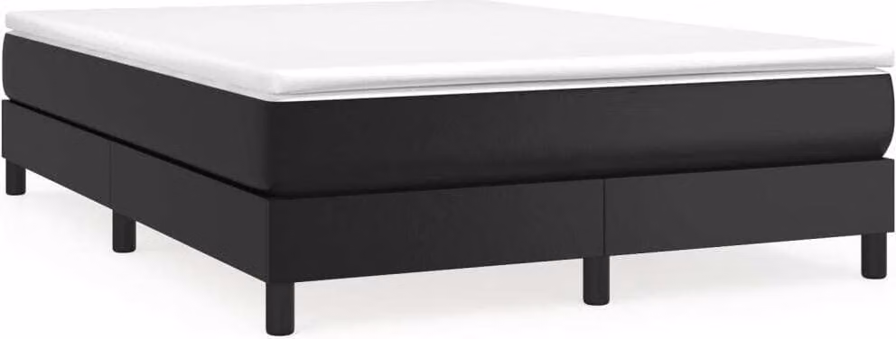 Giroletto a Molle con Materasso Nero 140x190 cm in Pelle finta
