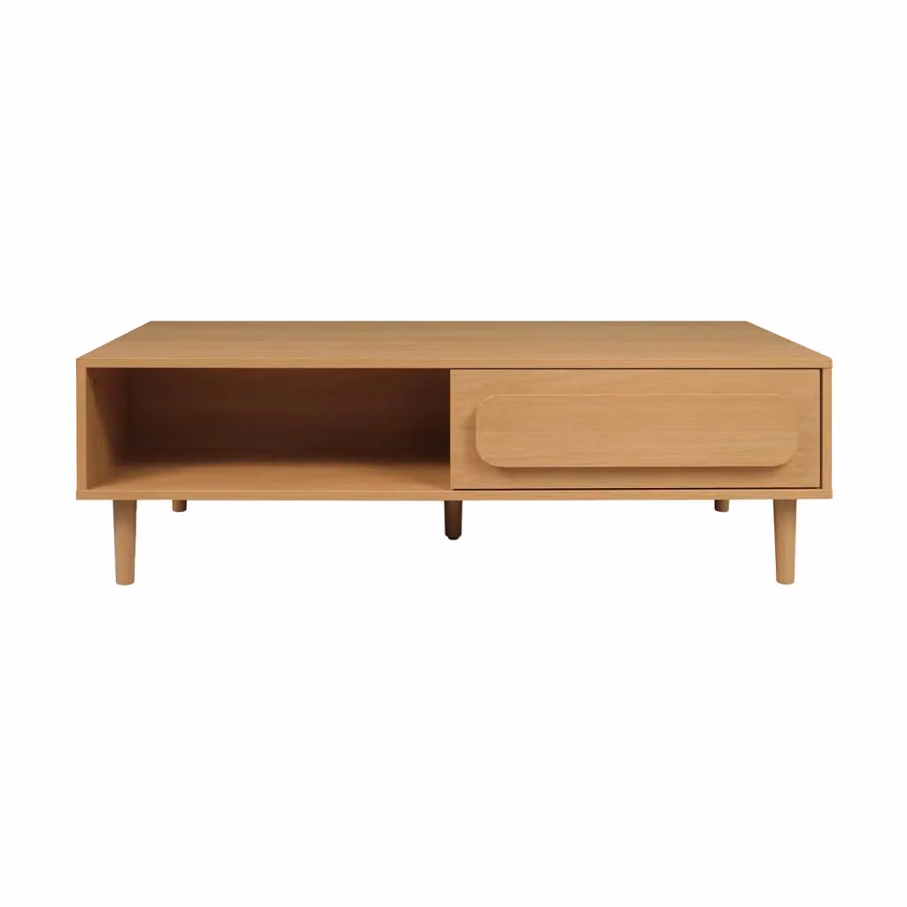 Tavolino basso rettangolare Sweeek in effetto legno marrone con finitura opaca L/P/H: 120 x 55 x 38 cm – 2