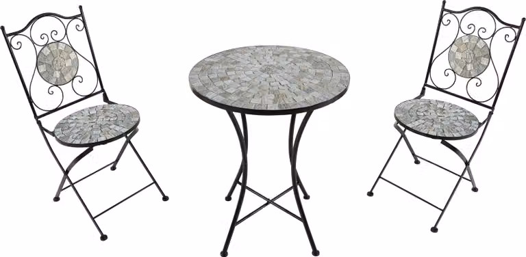 AXI Amélie Set Bistrot da Balcone, 2 Sedie 1 Tavolo, Set Bistrò Veranda Beige Sabbia - Set Bistro da Giardino, Tavolo Bistro a Mosaico per Giardino/Balcone/Terrazza