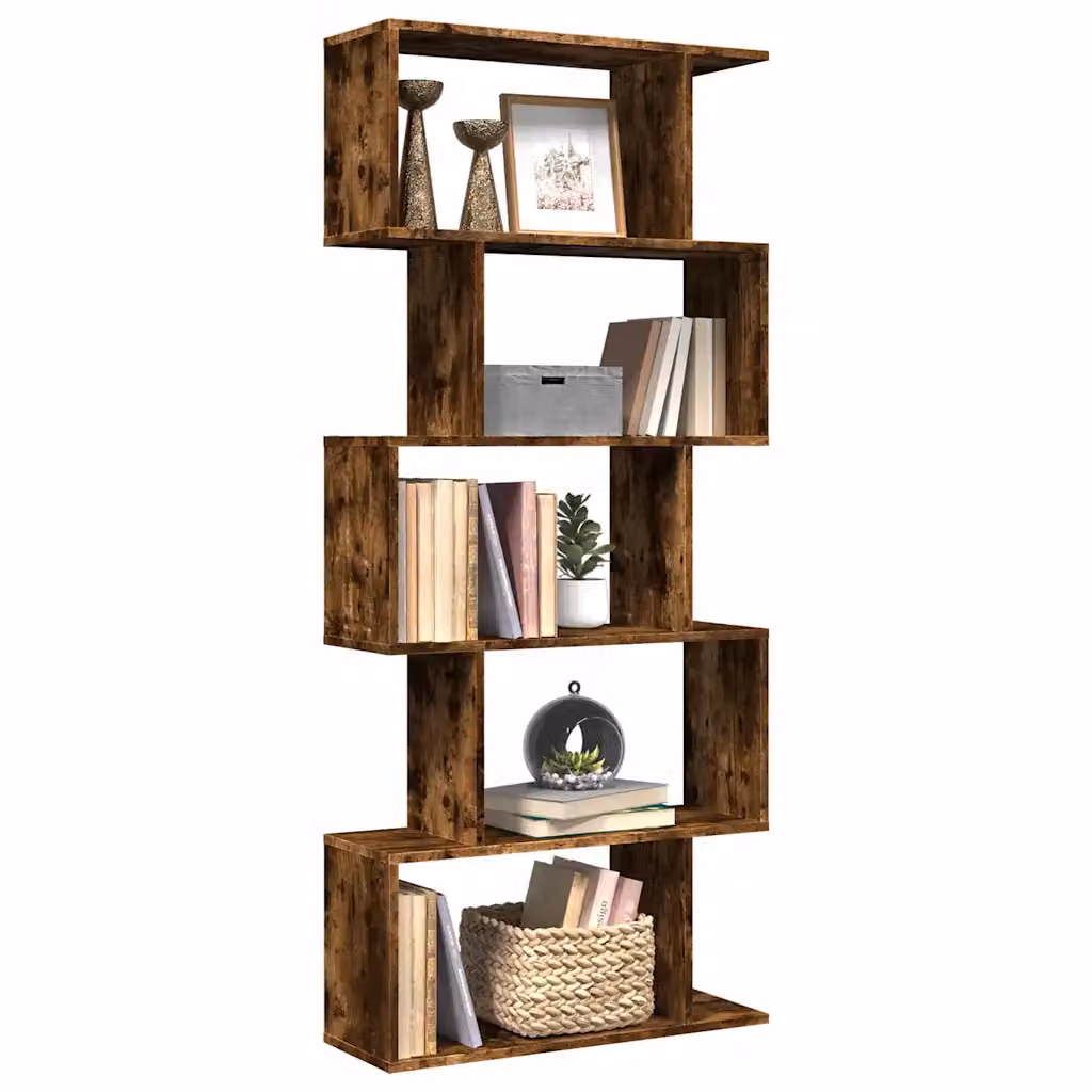 Libreria vidaXL con 5 Ripiani in MDF, Colore Marrone, L 70 cm x P 24 cm x H 161 cm