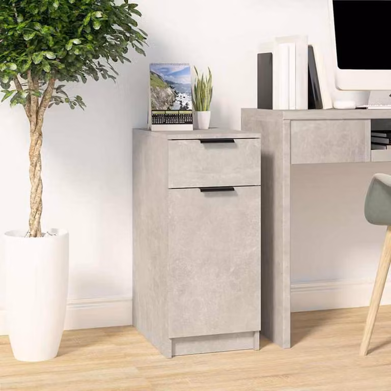 Armadietto da scrivania vidaXL in legno grigio, modello a parete minimalista, L 33,5 cm x P 50 cm x H 75 cm