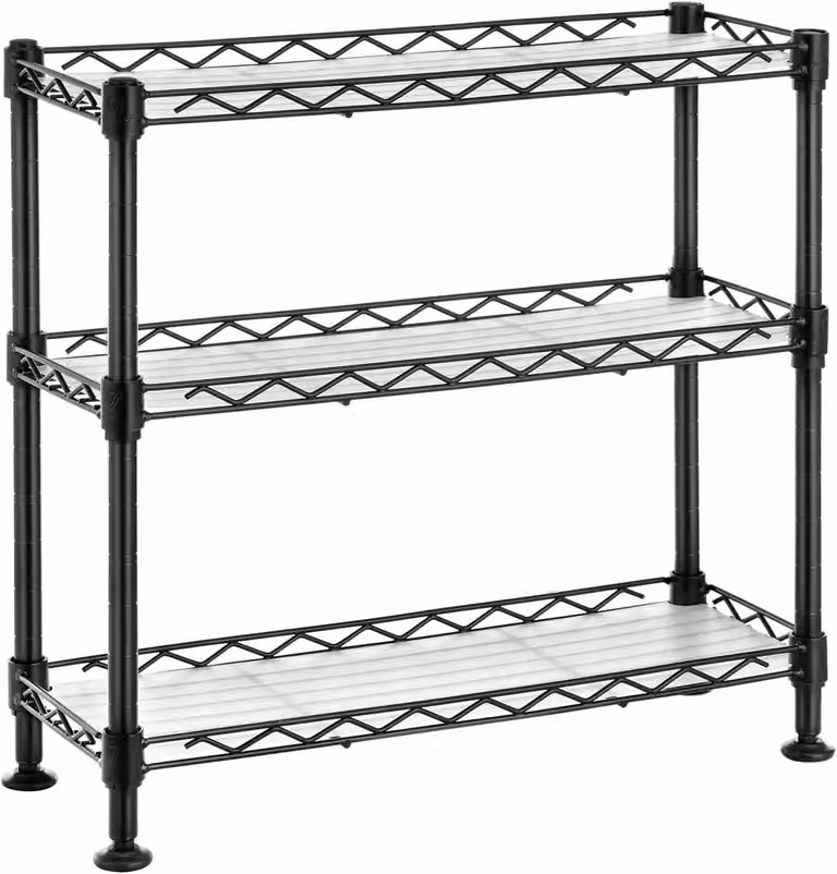 Portaspezie con 3 ripiani - Portaoggetti da cucina per piano di lavoro - Metallo - 40 x 15 x 39,5 cm - Nero