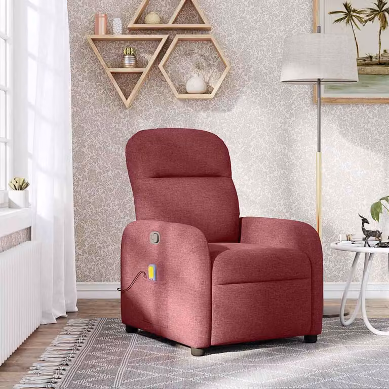 vidaXL Poltrona Reclinabile Relax in Tessuto Rosso con Braccioli