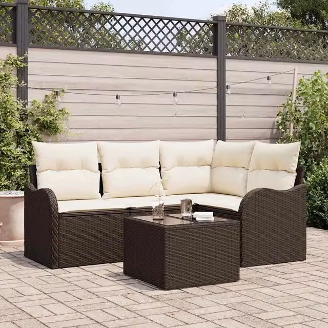 Set Divano da Giardino 5 pz Grigio polyrattan 3354357