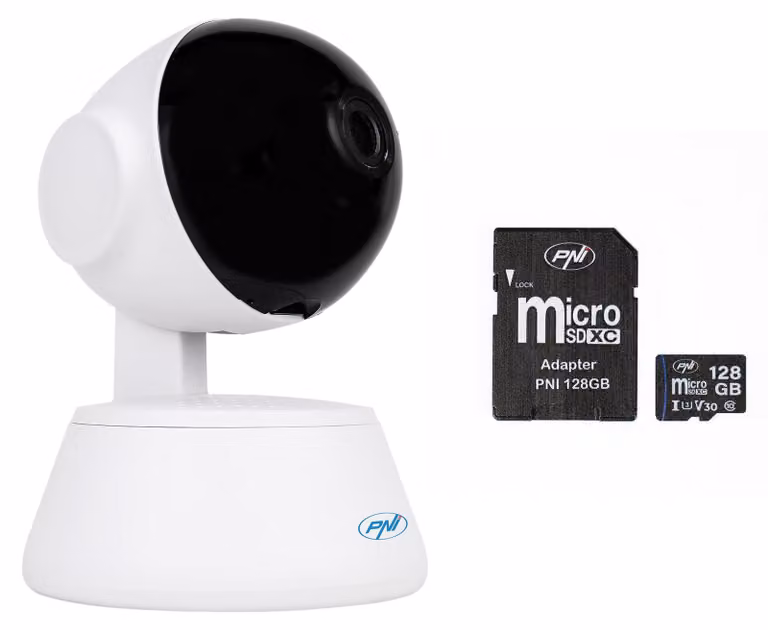 PNI IP720LR, 1080P, 2 MP, telecamera di videosorveglianza IP, P2P, PTZ, con scheda micro SD da 128 GB