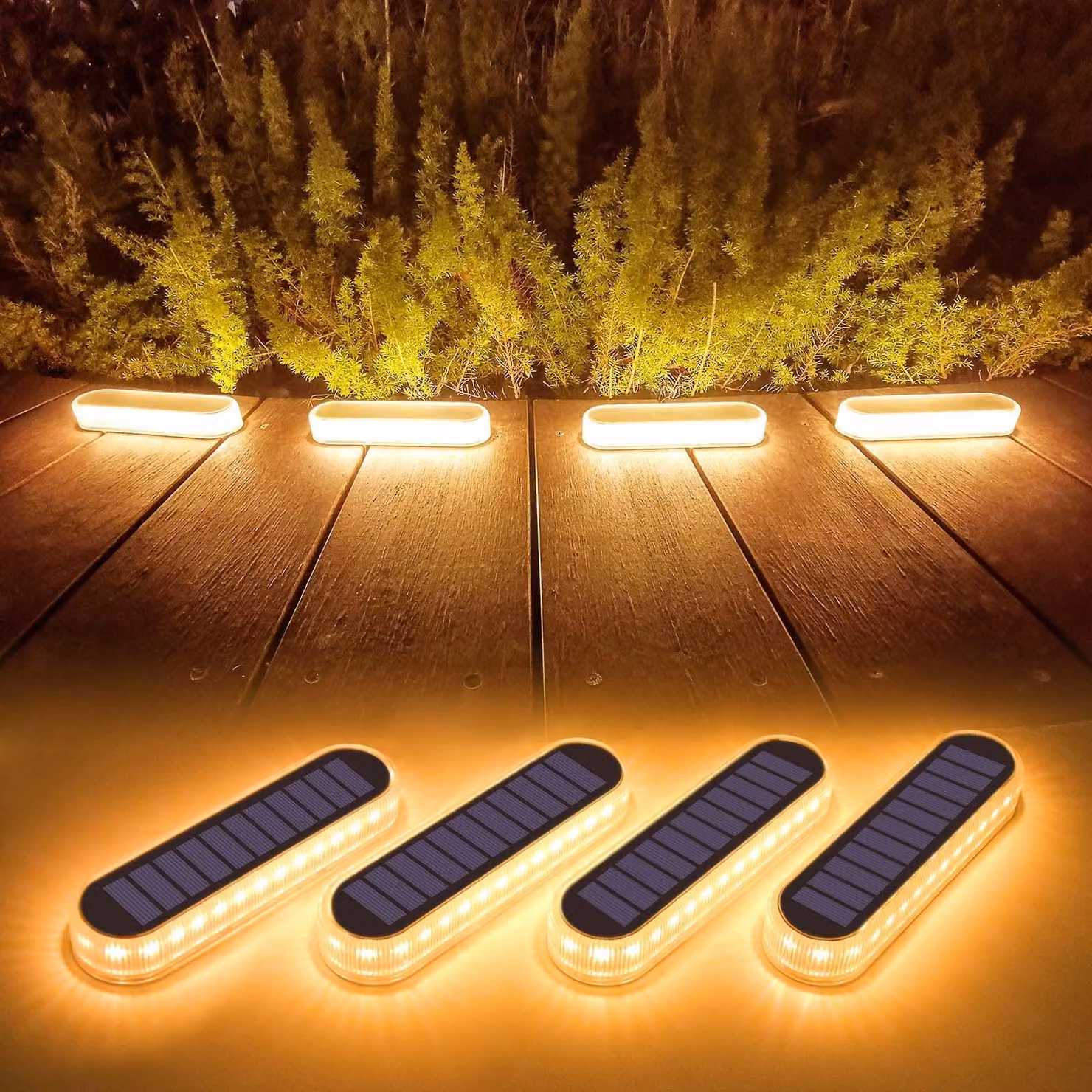 Set di 4 luci LED solari per esterni, luce bianco caldo, 40 lumen, grado di protezione IP68