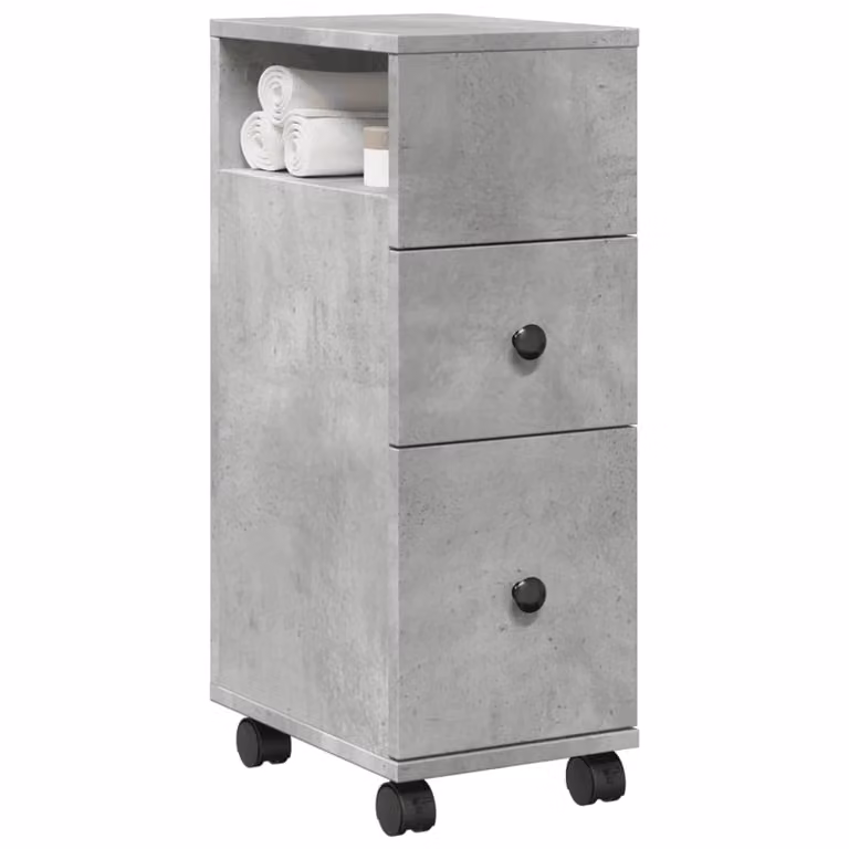 Mobile da bagno stretto con ruote vidaXL in MDF Grigio Cemento L/P/H: 20 x 23 x 65 cm