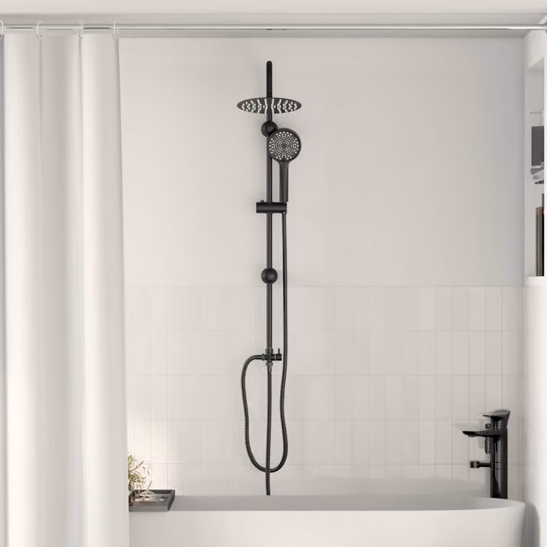 Sistema Doccia vidaXL in Acciaio Inox Nero Opaco con Soffione e Doccetta, L/P/H: 47 x 20 x 95 cm