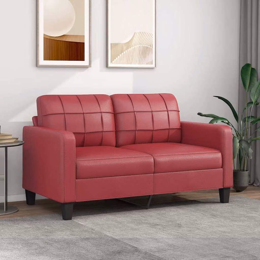 Divano a 2 posti vidaXL in similpelle rosso moderno con struttura in metallo per il tuo soggiorno