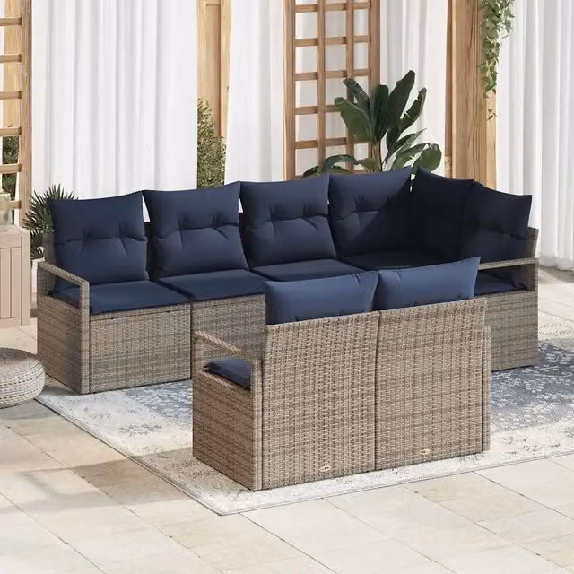 Set di divani 7 pz Grigio polyrattan 3346425