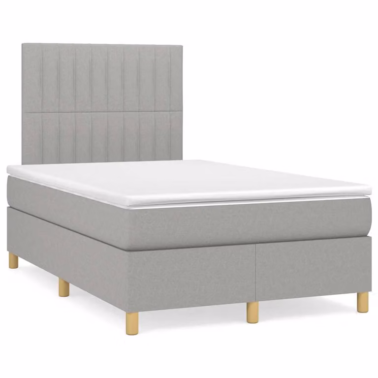 vidaXL Giroletto a Molle con Materasso Ibrido in Tessuto Grigio e Bianco L/P/H: 120 x 200 cm