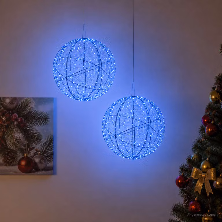 vidaXL Luce a punta di Natale 2 pz 1000 LED Blu Diametro 40 x 42 cm