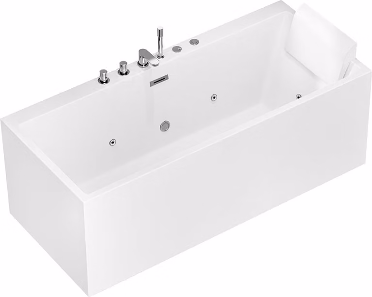 Home Deluxe Vasca da bagno con funzione idromassaggio AMBER - 170 x 58 x 80 cm I Vasca da bagno in acrilico, spa, vasca bagno, bagno, getti massaggianti, idromassaggio angolare, autoportante, illuminazione a LED, due persone, benessere, riscaldamento, rub