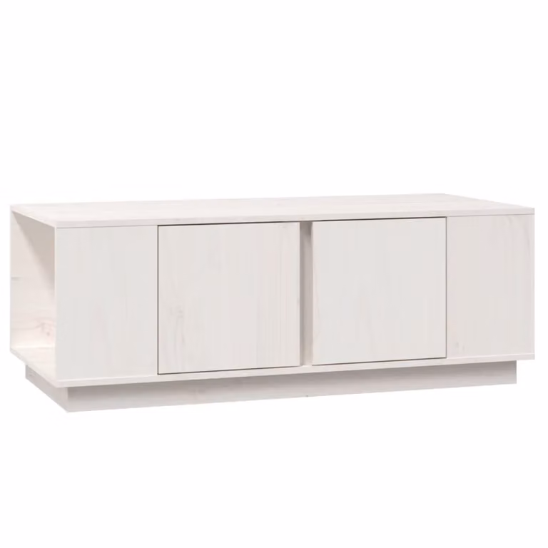 Tavolino da Salotto Bianco 110x50x40 cm Legno Massello di Pino