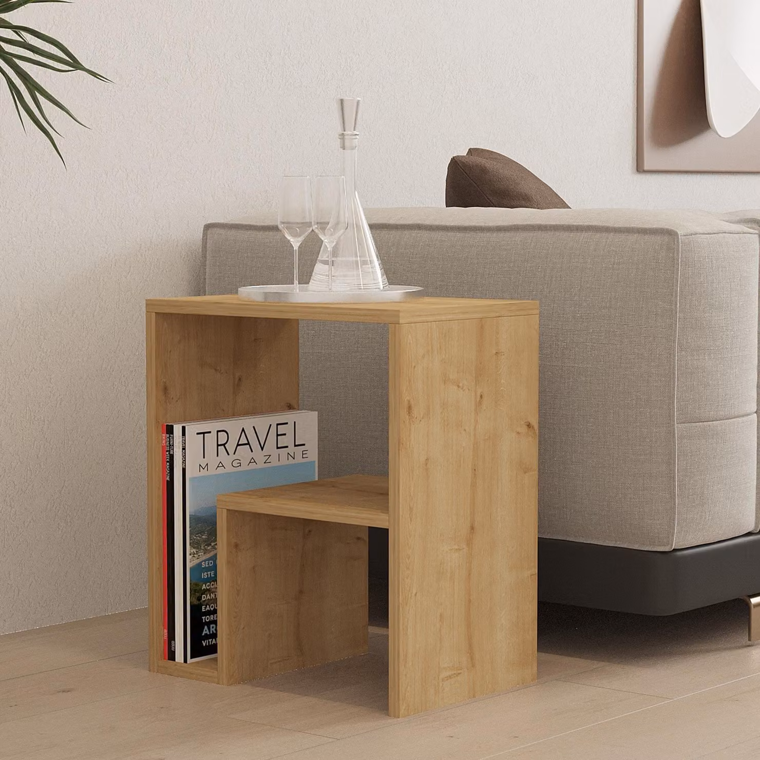 Vocca - Tavolino da Salotto, 45x30x52h cm Marrone Rovere, 2 Vani