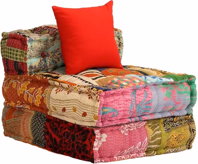 Pouf Modulare a 3 Posti in Tessuto Patchwork 244983