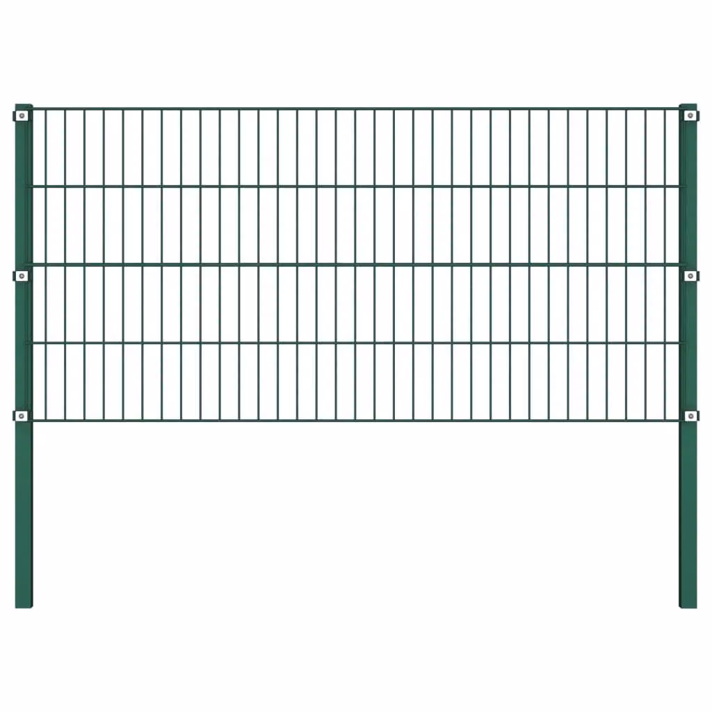 Pannello di recinzione con pali in ferro 1212x80 cm verde