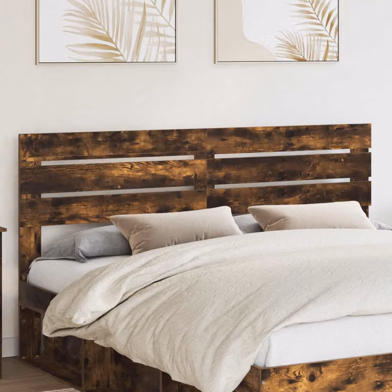Testiera per letto moderna vidaXL in legno ingegnerizzato rovere fumé marrone