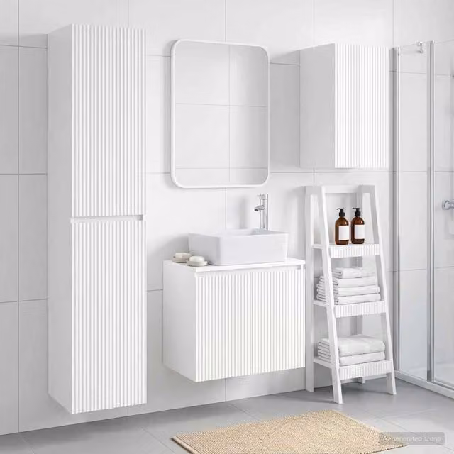 Set di mobili per il bagno 3 pz Bianco Lucido 3406077