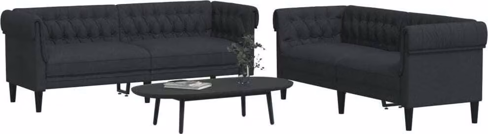 Maison Exclusive - Set divano a 2 posti in tessuto nero
