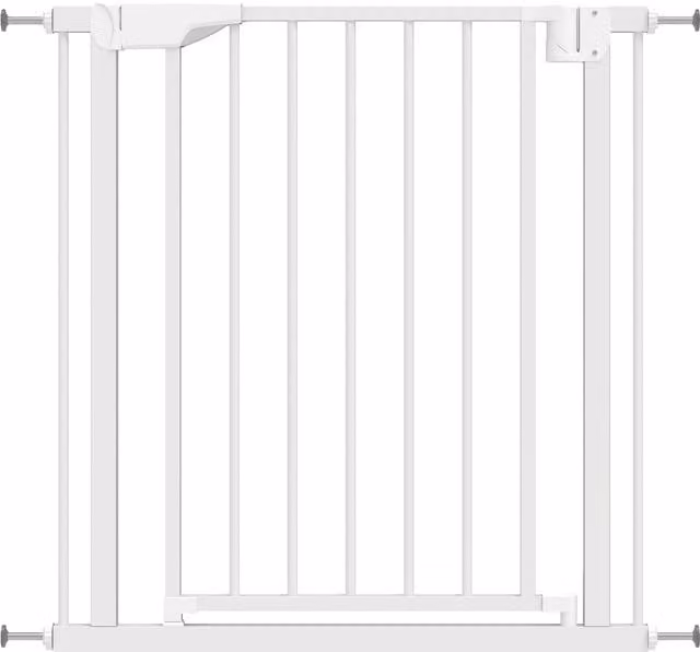 Cancellino di Sicurezza PawHut per Bambini e Animali con Chiusura Automatica e Montaggio a Pressione, Bianco, L/P/H: 76 x 76 x 76-82 cm