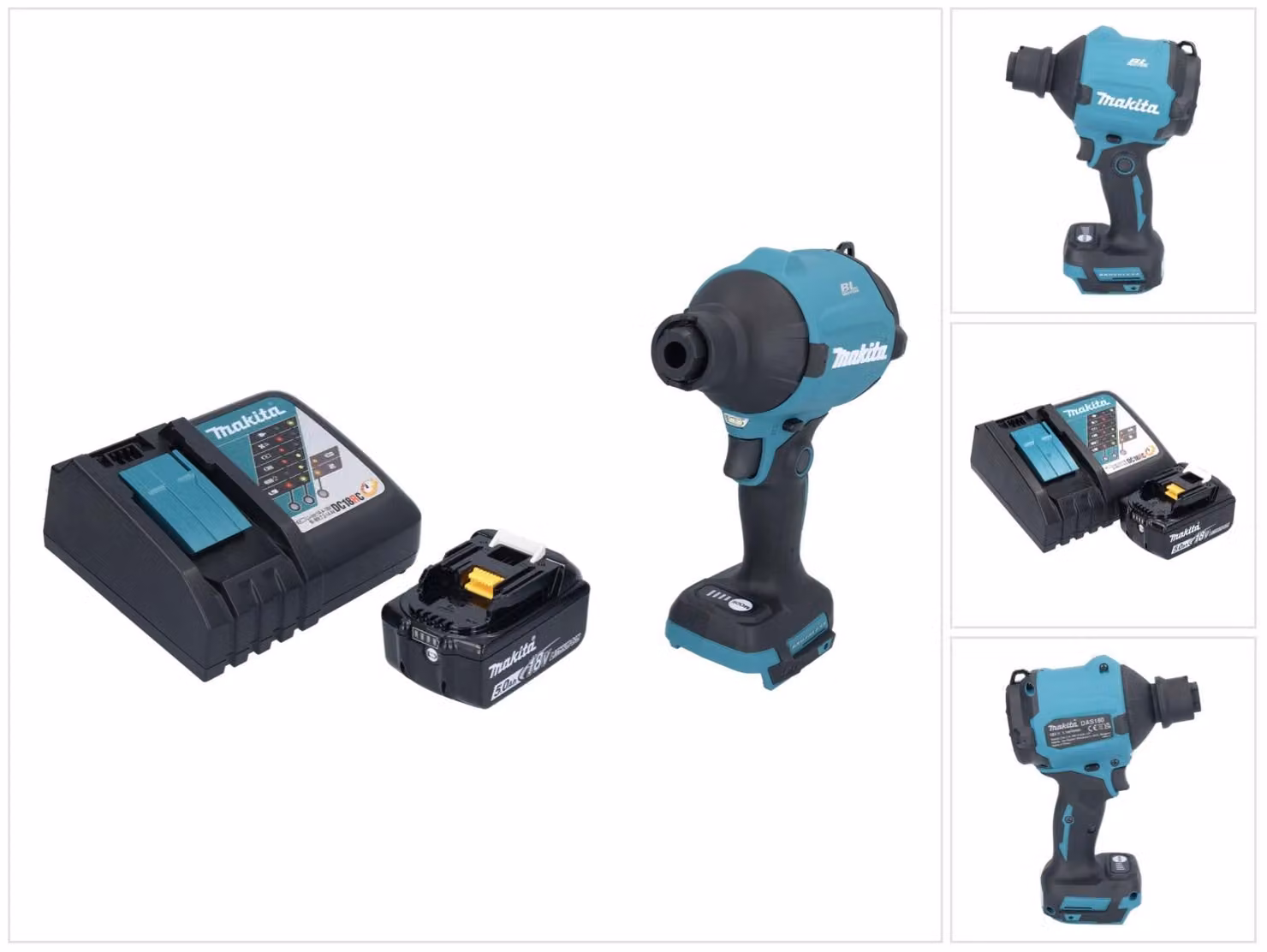 Soffiatore a batteria senza spazzole Makita DAS180RT1 18V + 1x batteria 5,0Ah + caricabatterie