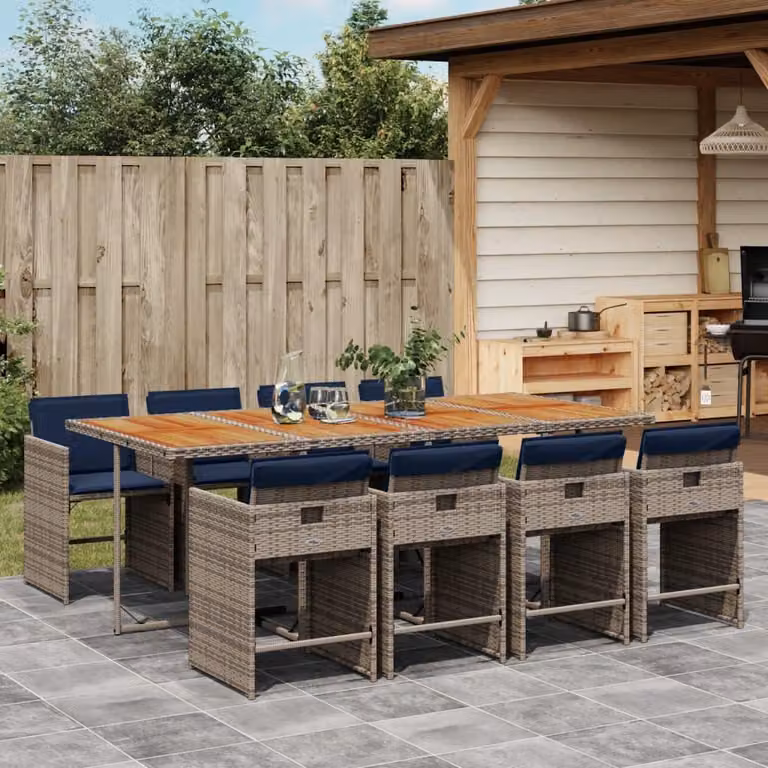 Maison Exclusive - Set da pranzo da giardino da 9 pezzi con cuscini, grigio, polyrattan