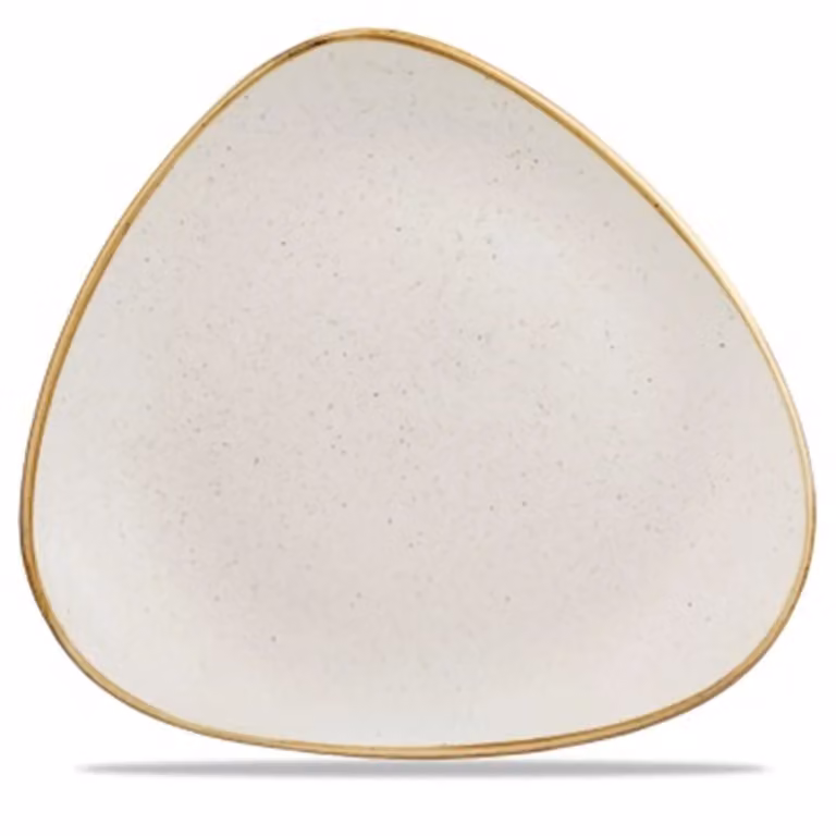 Piatto piano triangolare in porcellana bianco stone, diam. 23cm, 12 pezzi