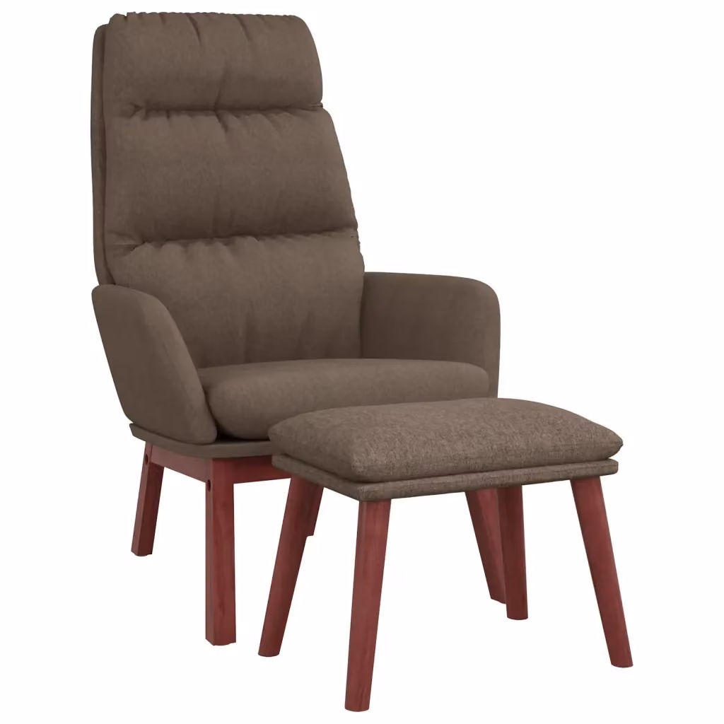 Poltrona Relax con Poggiapiedi vidaXL in Tessuto Beige e Marrone con Braccioli e Struttura in Legno e Metallo – 2