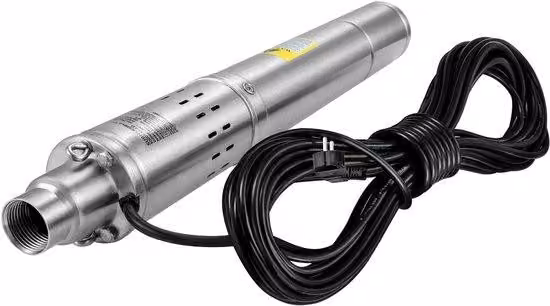 Pompa doppia per pozzi profondi, 550W, 35 litri/minuto, altezza di sollevamento di 108 metri, resistente alla polvere, adatta per acque con contenuto di sabbia inferiore al 5%, cavo di alimentazione da 20 metri, acciaio inossidabile, 230V/50Hz, grado di p