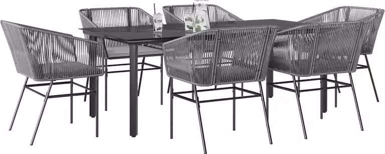 Maison Exclusive - Set da Pranzo da Giardino 7 pz con Cuscini Polyrattan Vetro