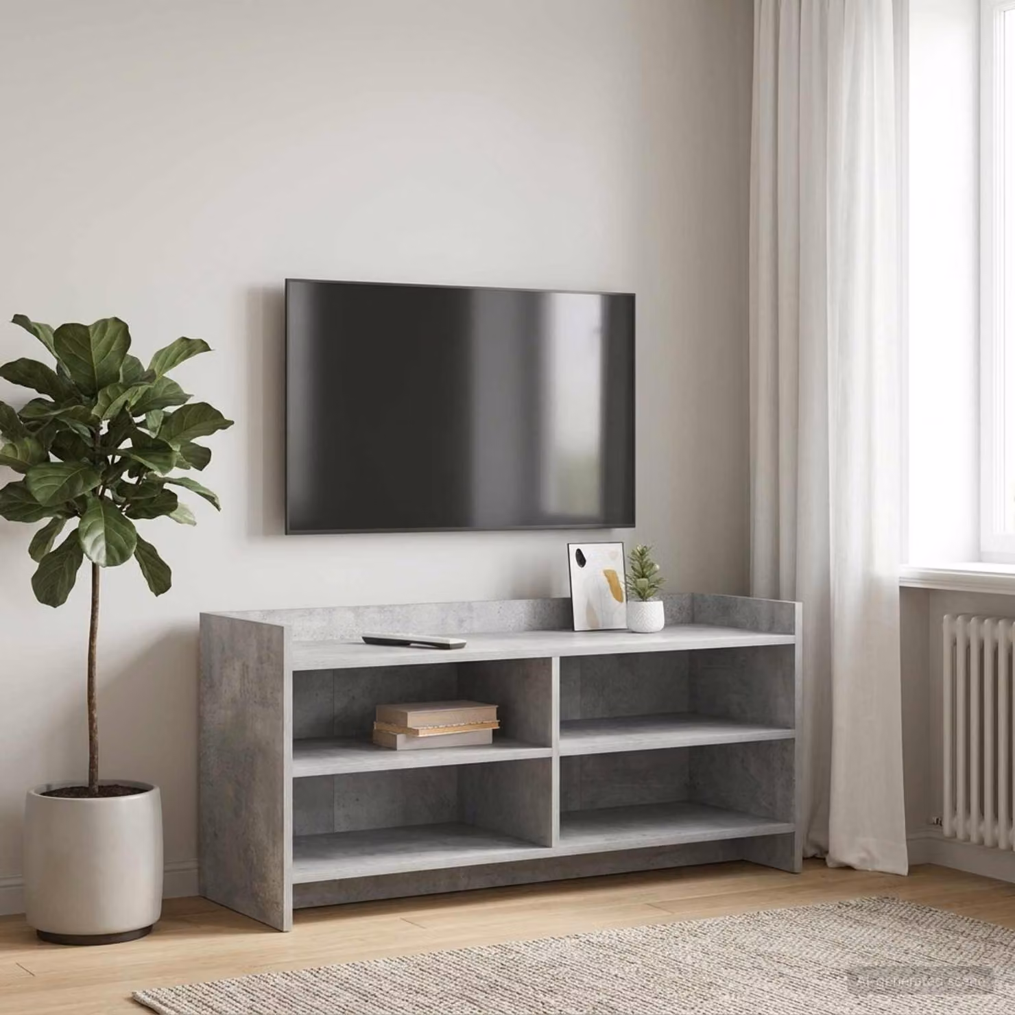 Mobile TV moderno vidaXL in legno ingegnerizzato e grigio cemento L/P/H: 100 x 33 x 47 cm