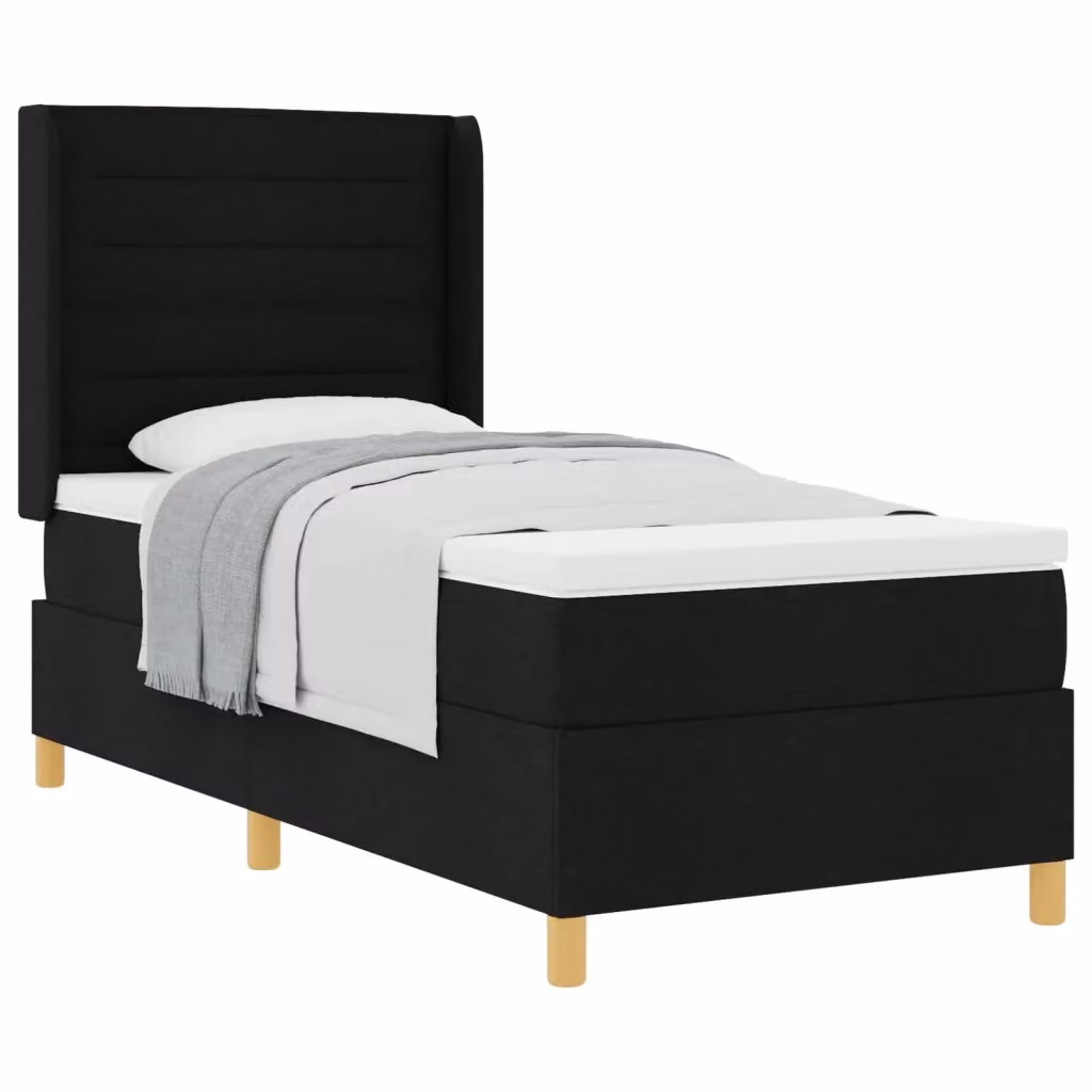 Letto a molle moderno vidaXL con materasso in tessuto nero e oro L/P/H: 203 x 80 x 140 cm – 2