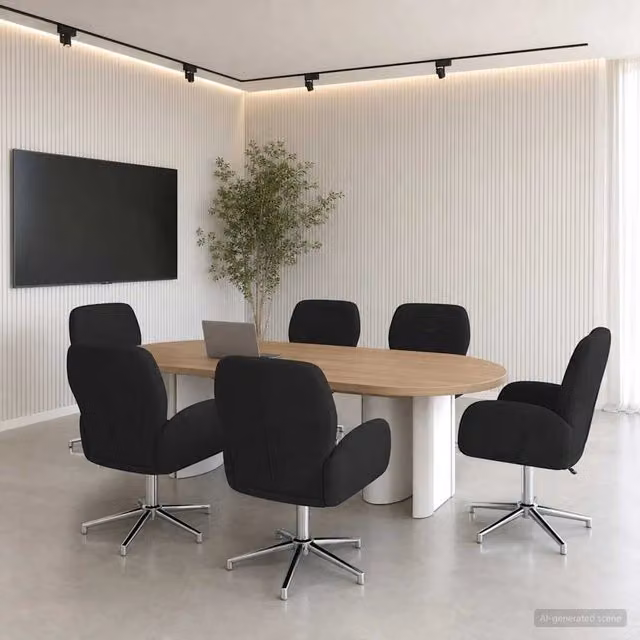 Sedie da scrivania girevoli 6 pz 54 x 58 x 90 cm Nero Tessuto 3428313