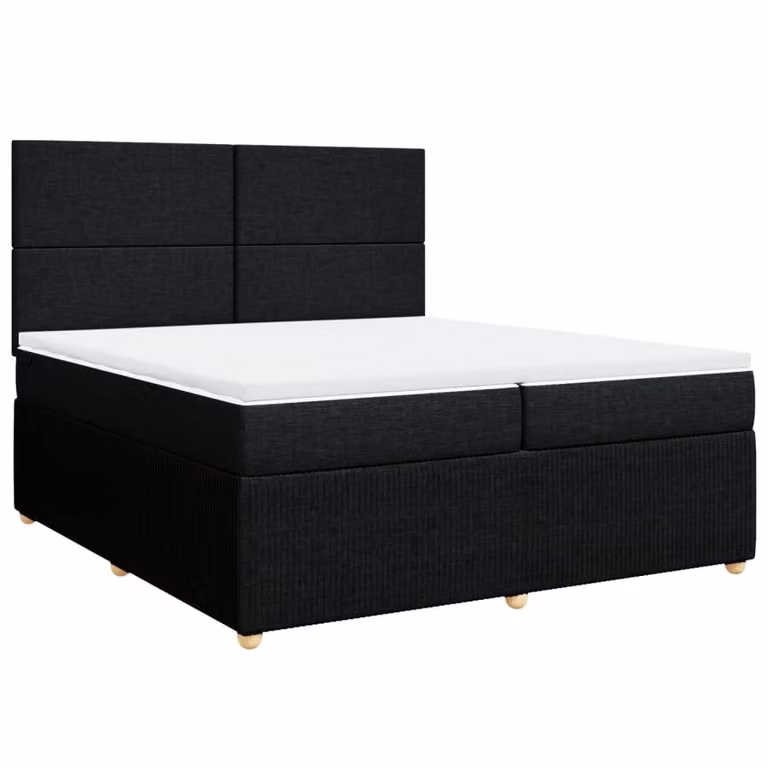 Giroletto a Molle con Materasso Nero 200x200 cm in Tessuto