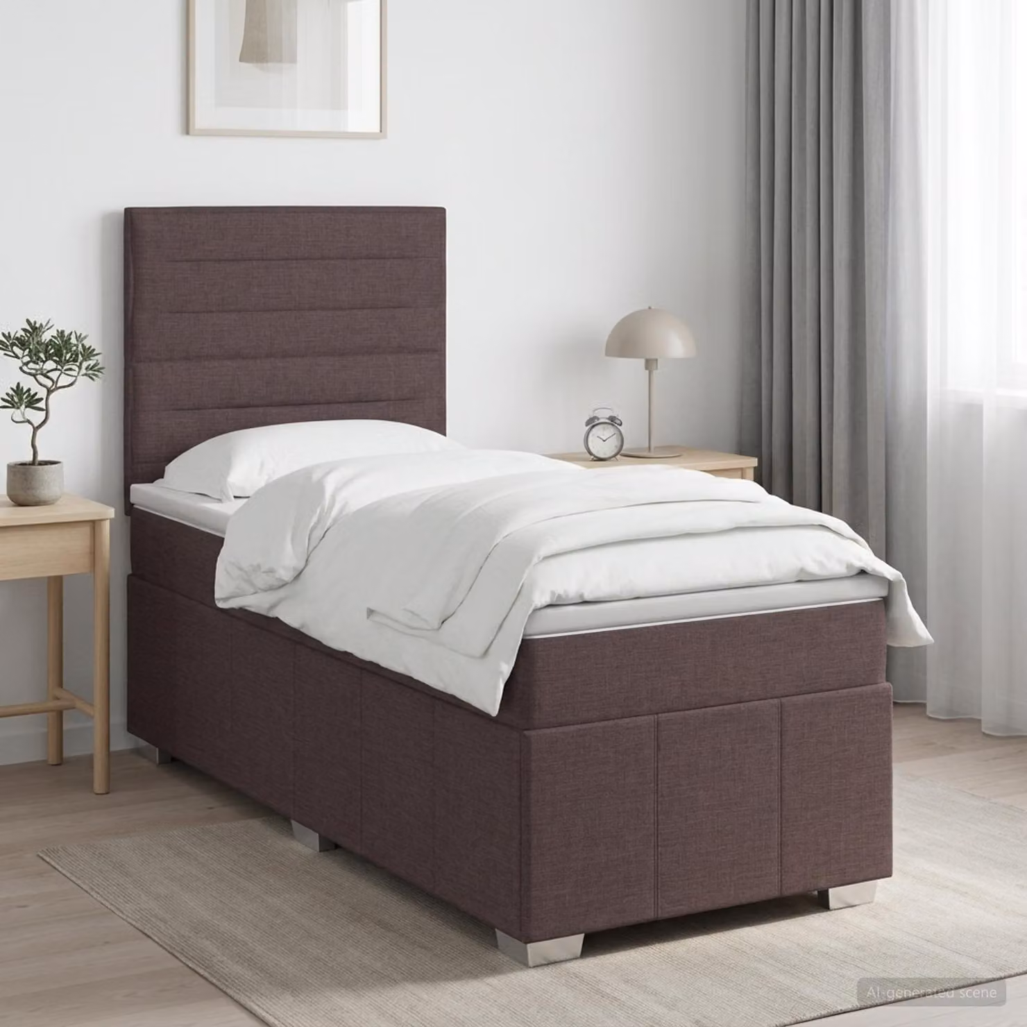 Letto Box Spring vidaXL con Materasso a Molle Insacchettate, Illuminazione LED Sotto il Letto e Porta USB, Marrone e Bianco, L/P: 100 x 200 cm