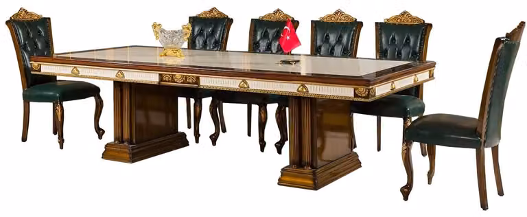 Konferenztisch Besprechungstisch Tisch Meeting Tische 6x Sessel Klassisch 7tlg