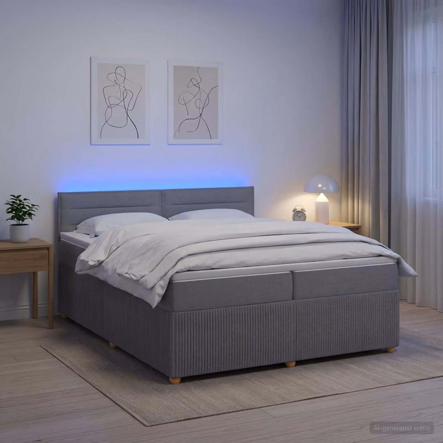 Letto box spring vidaXL con materasso a molle insacchettate, Grigio, L/P: 200 x 200 cm