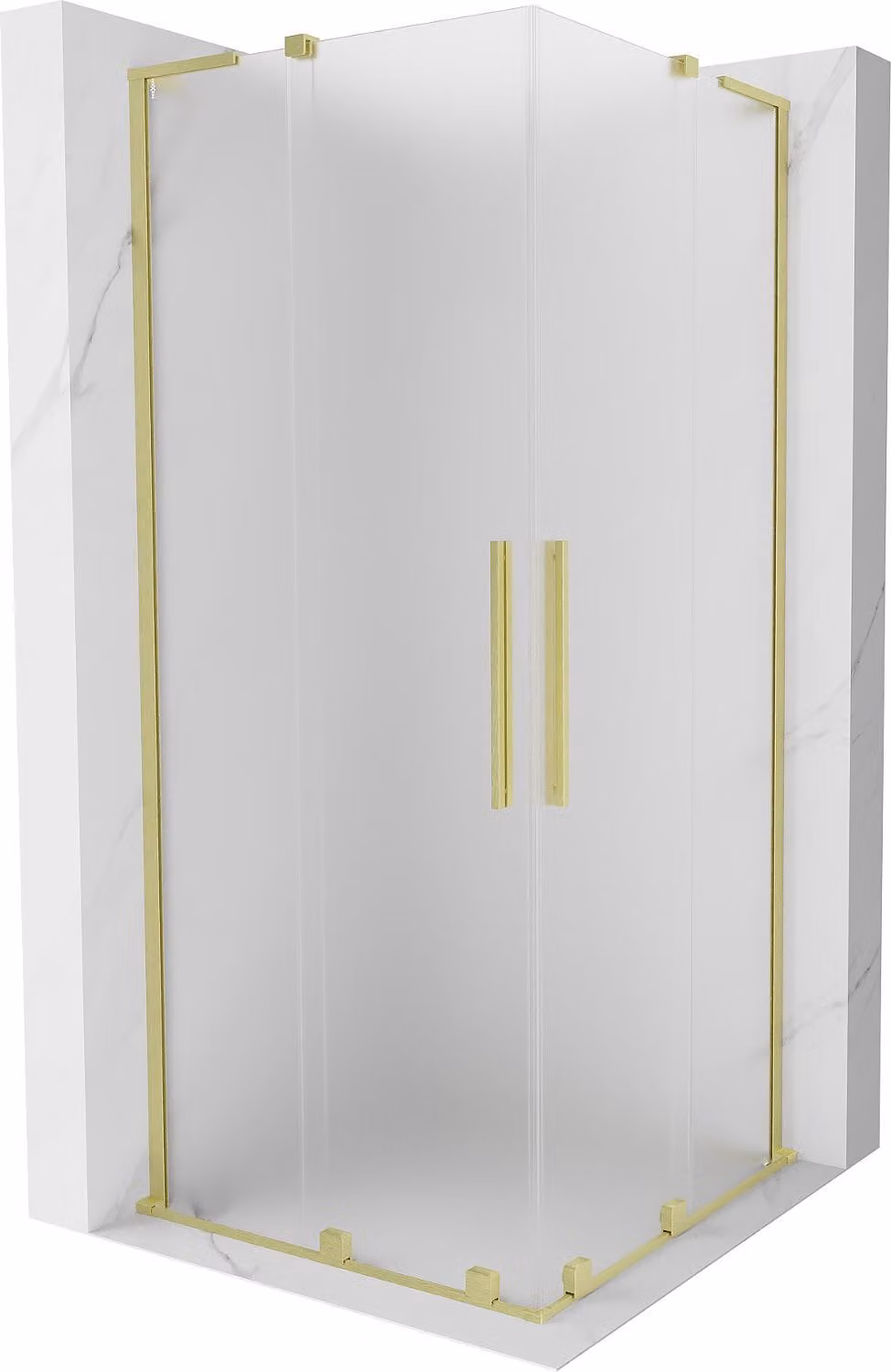 Mexen Velar L Duo cabina doccia scorrevole 90 x 90 cm, brina, oro spazzolato - 871-090-090-02-33-55