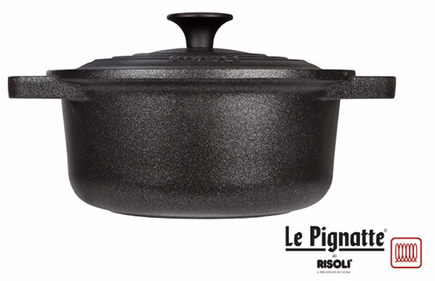 Casseruola Le Pignatte ad induzione in alluminio fuso con coperchio e due maniglie, diam. 24cm