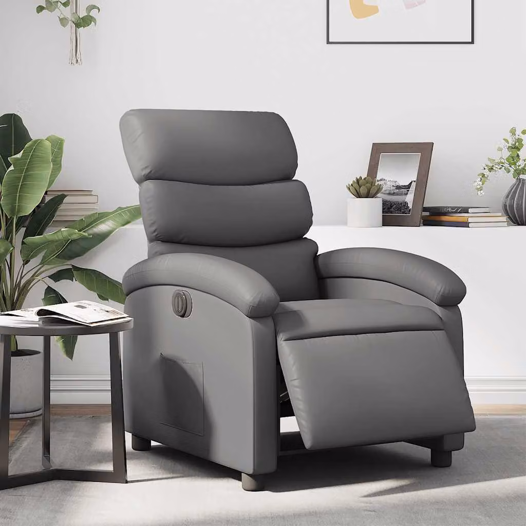 Poltrona Reclinabile Elettrica vidaXL in Similpelle Grigia con Braccioli e Design Moderno – 1
