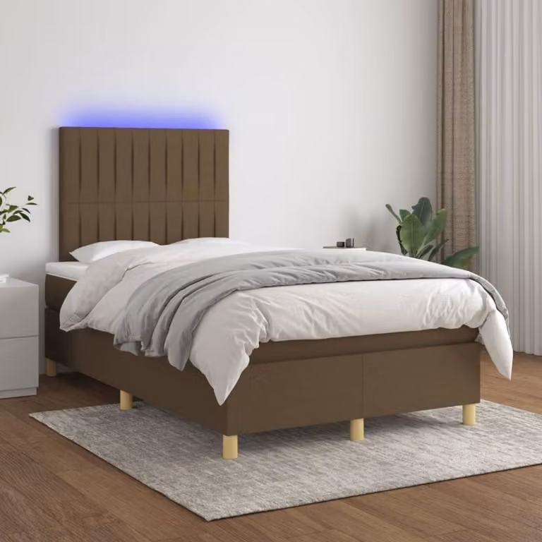 Maison Exclusive - Letto a Molle Materasso e LED Marrone Scuro 120x200 cm Tessuto