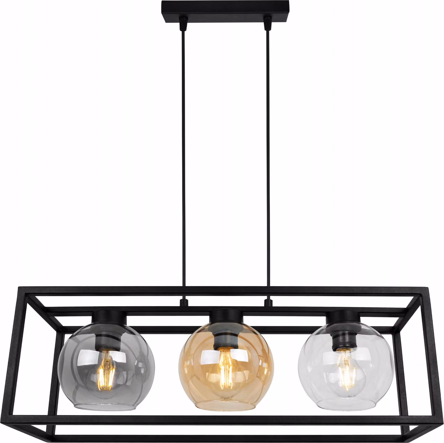 Haga Cage lampada a sospensione - Lampada da soffitto per soggiorno, camera da letto e sala da pranzo - Lampada a sospensione in metallo e vetro - E27 - Mix - 3 luci