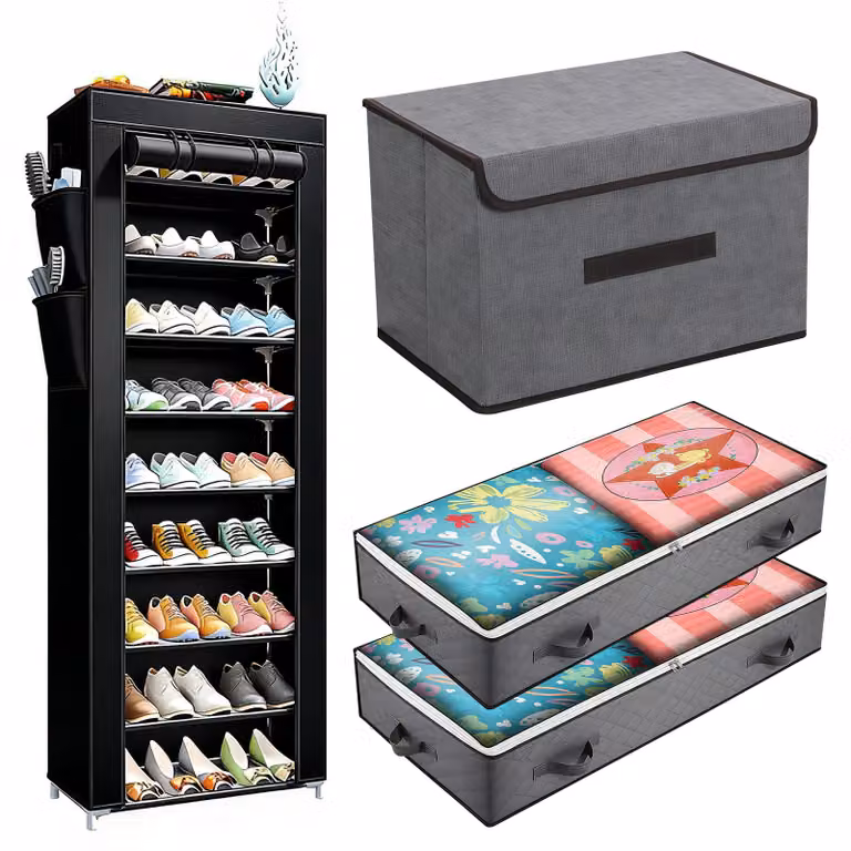 Set di contenitori ProximaX 4 pezzi: armadio, scatola pieghevole e 2 contenitori per letto per lo sgombero dell'appartamento e lo stoccaggio