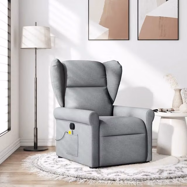 Poltrona Relax Reclinabile vidaXL in Tessuto Grigio con Braccioli e Regolazione Manuale – 1