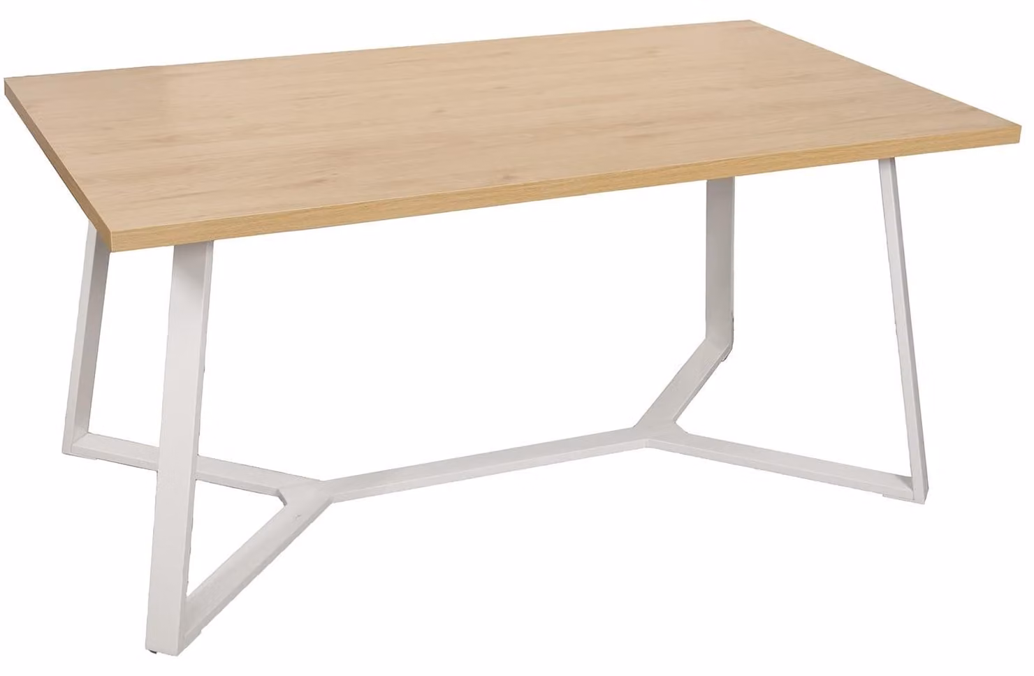 Tavolo da pranzo, dimensioni 160x90 cm, struttura in legno e metallo, finitura naturale/bianco, spessore del piano 3,2 cm