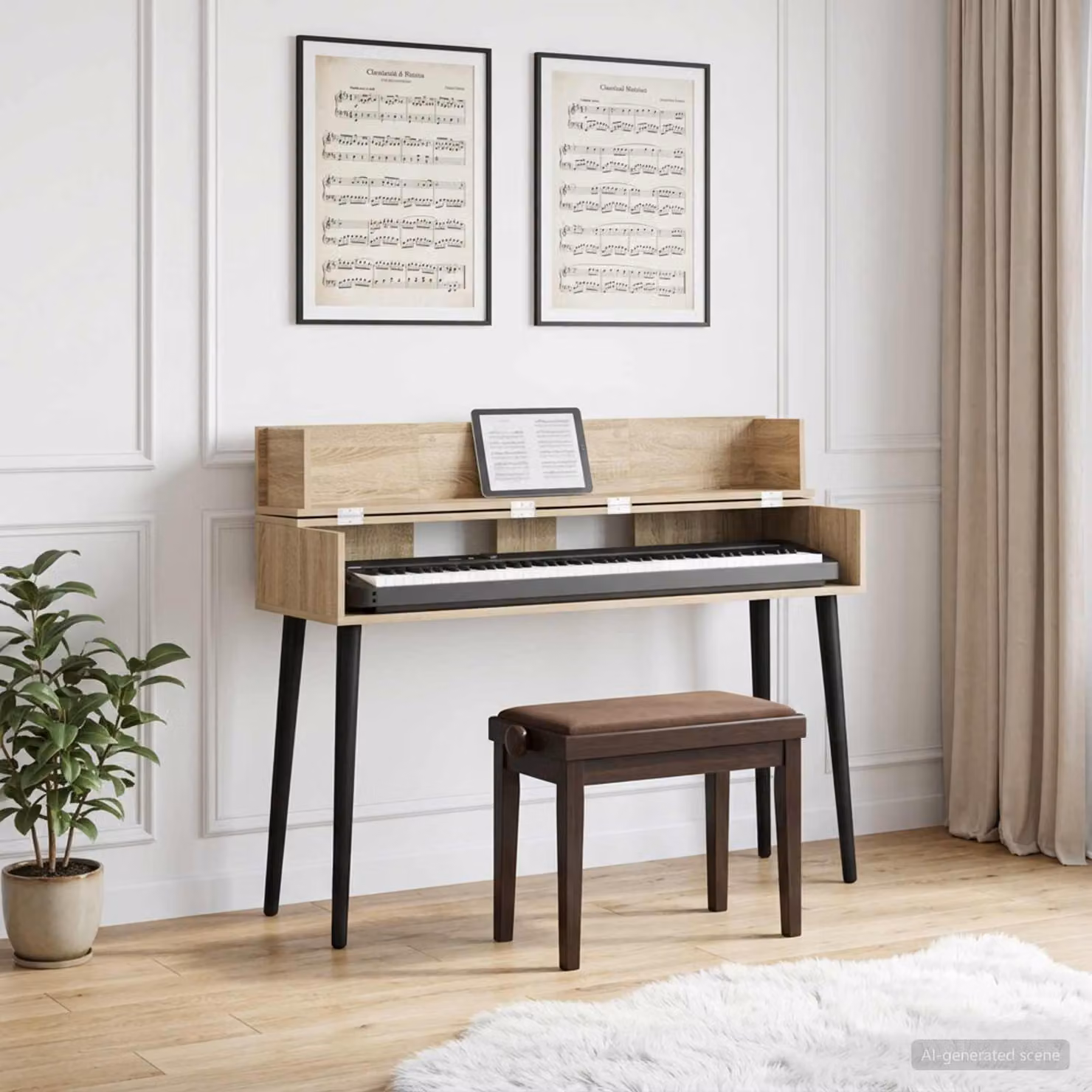 Scrivania da ufficio moderna vidaXL in rovere color marrone L: 130 cm, P: 40 cm, H: 19,5 cm